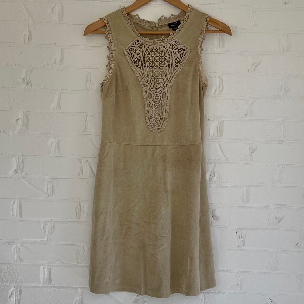 Women’s Tan Suede Lace Dress Size Medium Rue 21